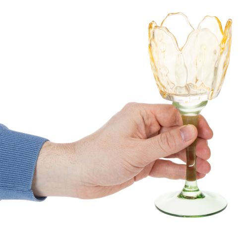 Artikel Tulipan fyrfadsstage med blomstermotiv, dekoration til en romantisk og elegant atmosfære, 20 cm