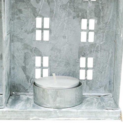 Artikel Vinduesdekoration jul, lanterne, dioramahusserie, metaldekoration sølv shabby chic L20cm H20cm