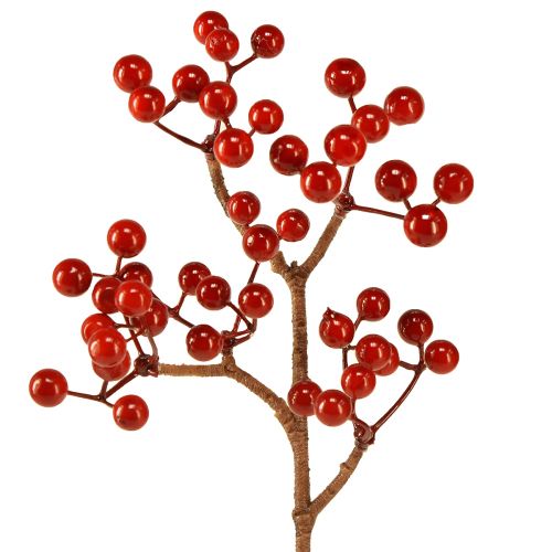 Lyse røde bærgrene – Ideel til festlige dekorationer, 30 cm – Sæt med 6