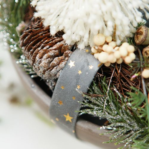 Artikel Fløjlsbånd, stjernebånd, gråguld, dekorativt bånd, 25 mm bredt, 8 m langt