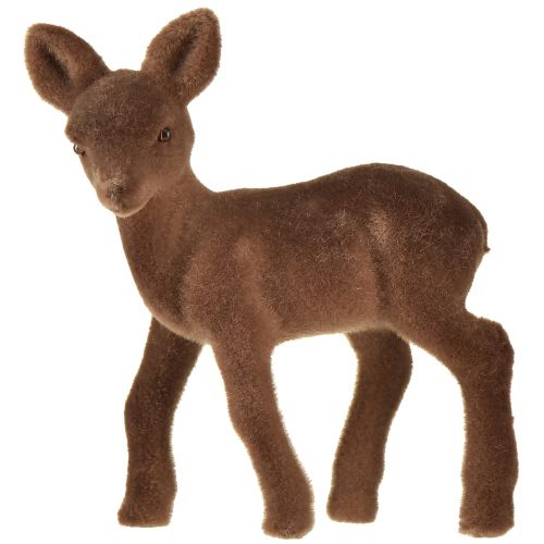 Floristik24 Dekorativ figur hjort fawn flockede brune julefigurer 10,5cm 6 stk