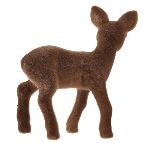 Artikel Dekorativ figur hjort fawn flockede brune julefigurer 10,5cm 6 stk