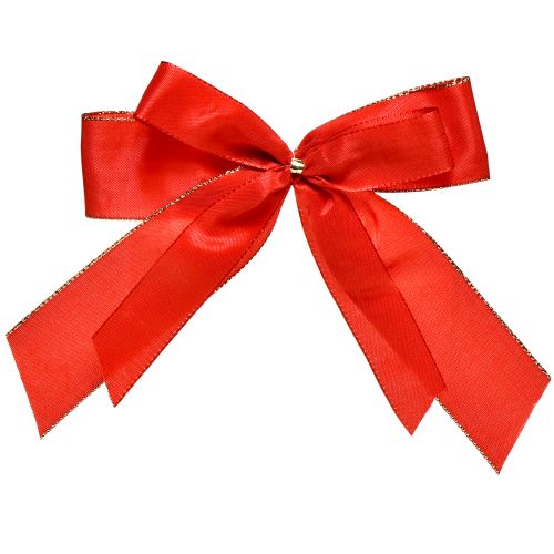 Dekorativ sløjfe rød sløjfe med gylden kant - elegant juledekoration 4cm bred 15×21cm 10stk