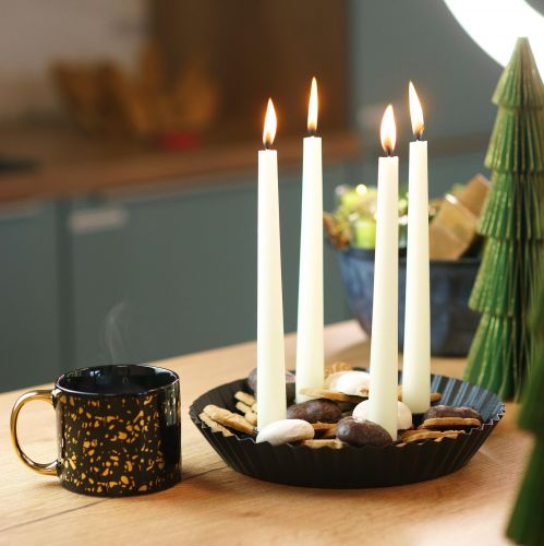 Design metal lysestager i kageform, 2 stk - sort, Ø 24 cm - elegant borddekoration til 4 stearinlys
