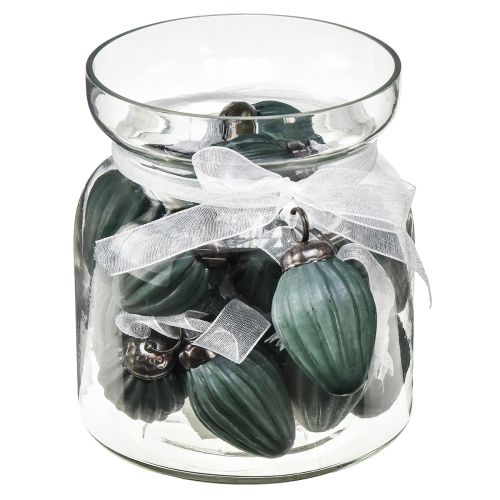 Glaskegler til ophængning af juledekoration glas grøn mat Ø10cm 18 stk i glas