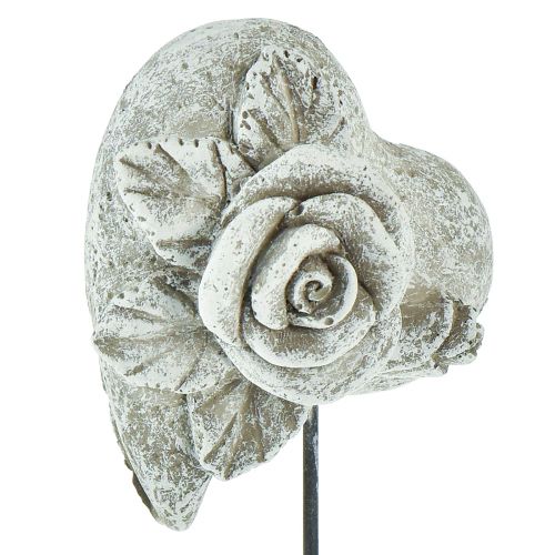 Artikel Gravstik hjerte mindestik rose støbt sten 5,5cm 6stk