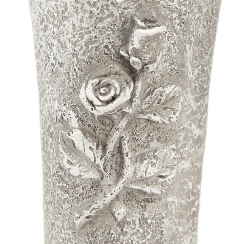 Artikel Gravvase grå vase til opklæbning med rosenmotiv H26cm 2stk