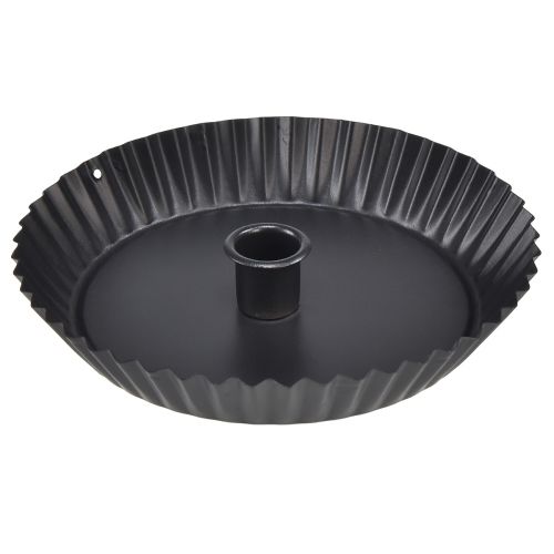 Original metal lysestage i kageform – sort, Ø 18 cm – stilfuld borddekoration – 4 stk.