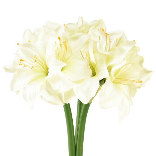 Kunstig ridderstjerne som ægte kunstige blomster hvid amaryllis 40cm 3stk