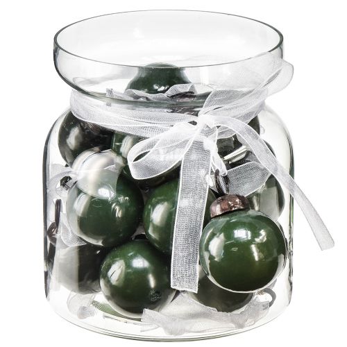 Mini julekugler glaskugler grøn Ø3cm 18 stk i glas