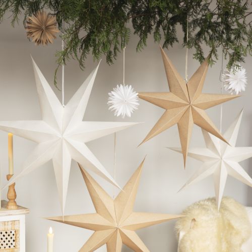 Artikel Lysende papirstjerne, naturlig jute, jul, 60 cm