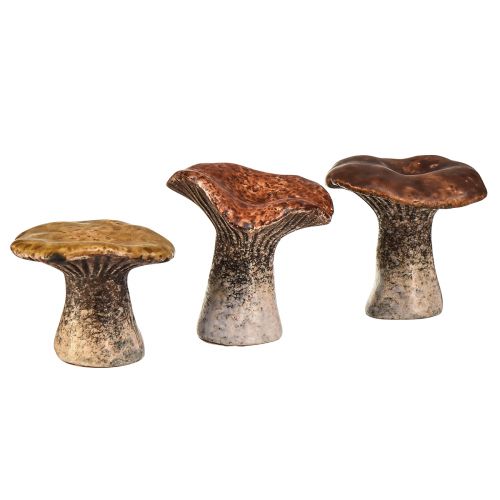 Naturinspirerede dekorative svampefigurer i et sæt af 3 - forskellige brune nuancer, 6,4 cm - charmerende accenter til haven og hjemmet