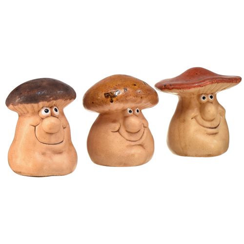 Glade svampefigurer med ansigter i et sæt af 3 - forskellige brune nuancer, 6,6 cm - sjov dekoration til haven og hjem