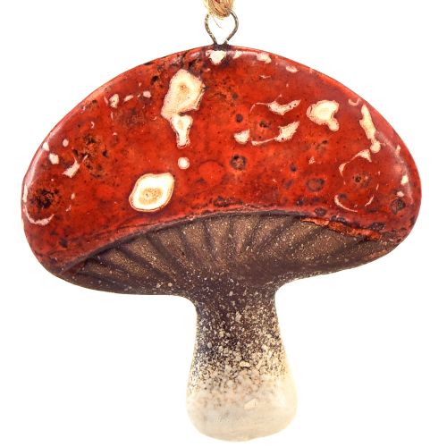 Artikel Charmerende røde svampe charme med jutegarn - 3 cm, sæt med 6 - Perfekt efterårs- og julepynt