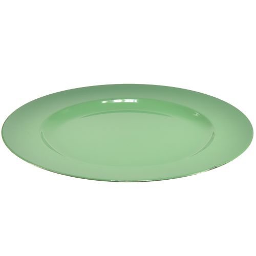 Artikel Robust grøn plastikplade - 28 cm, perfekt til daglig dekoration og udendørs aktiviteter - pakke med 4