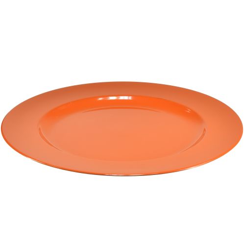Artikel Orange plastplader – 28 cm – Ideel til fester og dekoration – Pakke med 4