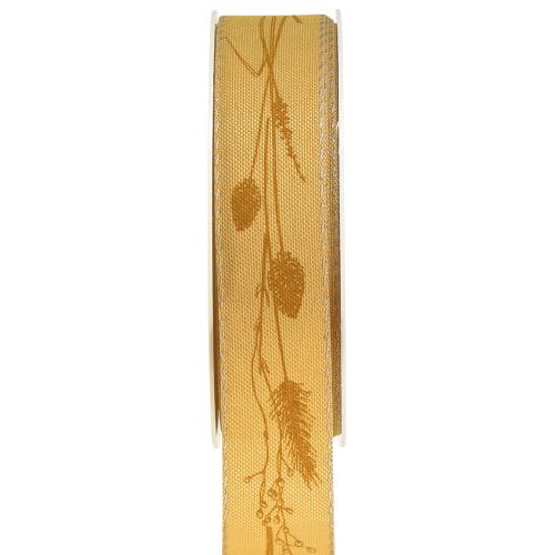 Silkebånd efterår med græs dekorationsbånd gul 25mm 18m