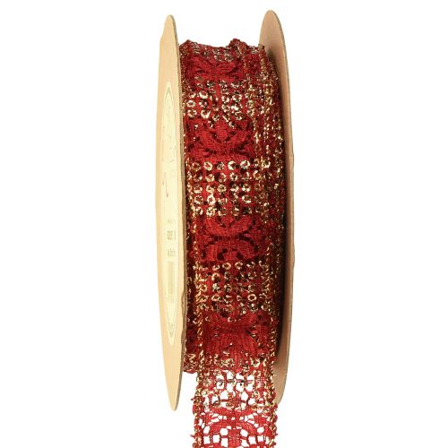 Blondebånd med glitter rødguld dekorativt båndstof 25mm 15m