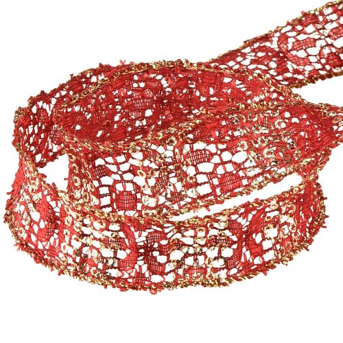 Artikel Blondebånd med glitter rødguld dekorativt båndstof 25mm 15m