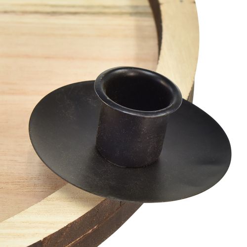 Artikel Pind lysestage med træbakke – natur &amp; sort, Ø 33 cm – tidløst design til enhver borddekoration