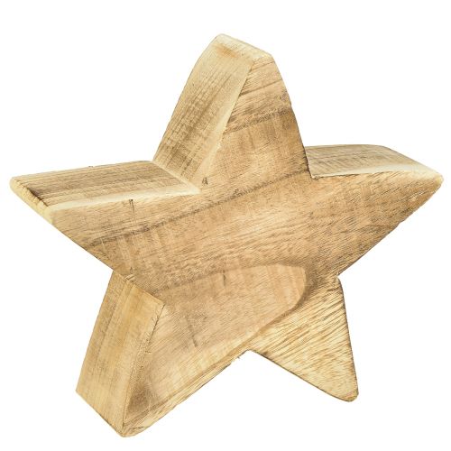 Rustik dekorativ stjerne lavet af paulownia træ - naturligt træ look, 25x8 cm - alsidig rumdekoration