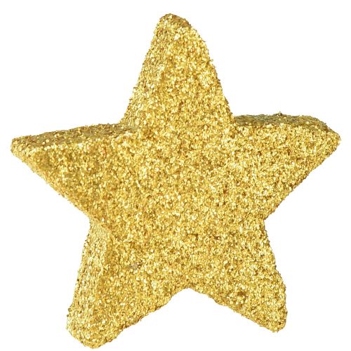 Artikel Scatter dekoration stjerner grøn og guld med glitter bordpynt Jul 4/5cm 40 stk