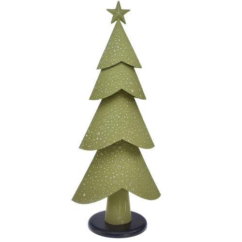 Juletræ metal træ sølv grønne stjerner vintage H75cm