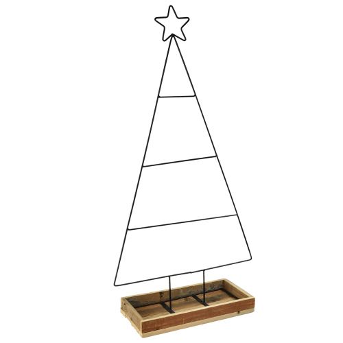 Metal juletræ med dekorativ træbakke, 98,5cm - Moderne juledekoration