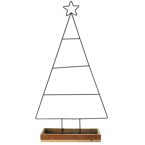 Artikel Metal juletræ med dekorativ træbakke, 98,5cm - Moderne juledekoration
