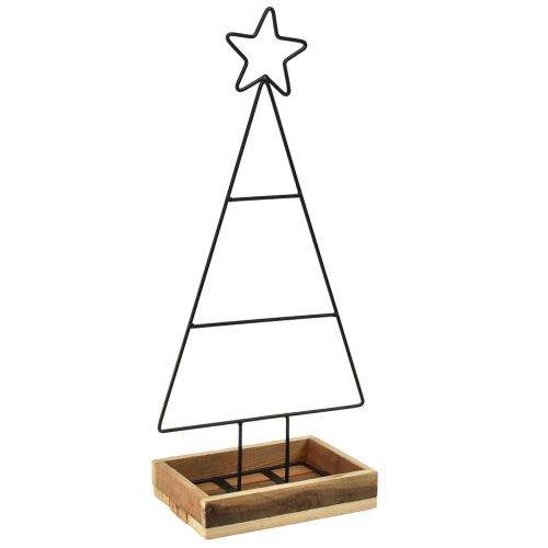 Metal juletræ med stjerne og bakke - 25x18x66 cm - Moderne feriedekoration