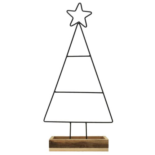 Artikel Metal juletræ med stjerne og bakke - 25x18x66 cm - Moderne feriedekoration