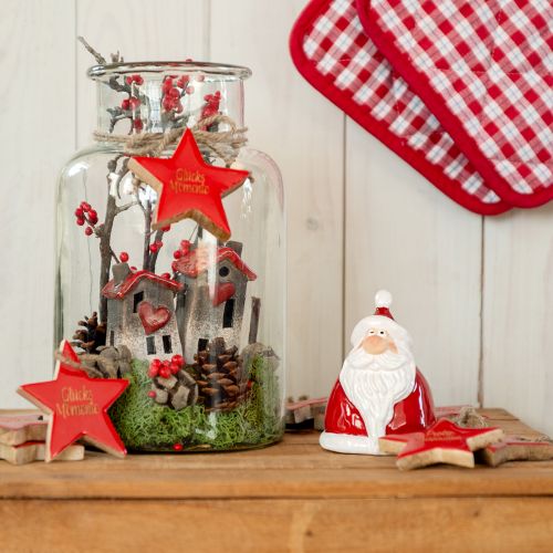 Julemandsfigur i rød 2 stykker - 13 cm - Ideel juledekoration til en festlig atmosfære