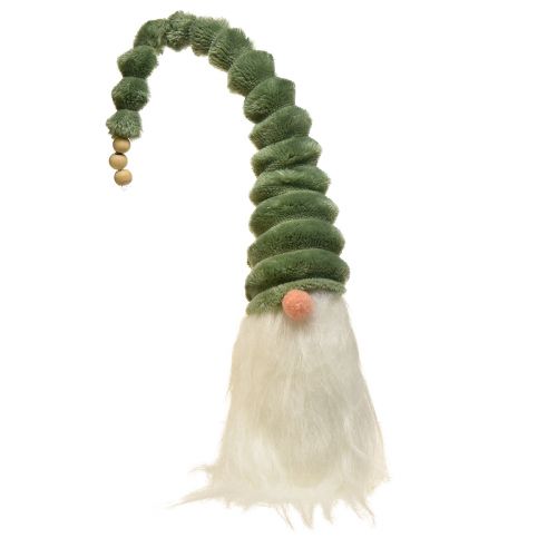 Festlig nisse med spiralgrøn hat og hvidt skæg 2 stk - 65cm - Skandinavisk julemagi til dit hjem