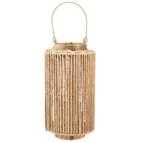 Raffia lanterne med håndtag naturfiber til LED lys Ø19cm H36cm