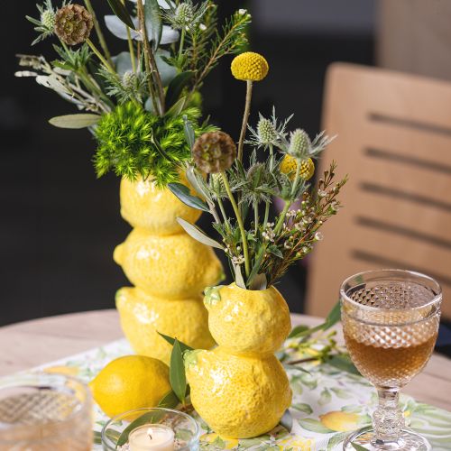 Artikel Citronvase blomstervase gul sommerdekoration keramik H20cm