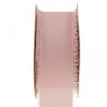Floristik24 Chiffonbånd pink stofbånd med frynser 40mm 15m