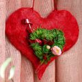 Floristik24 Sisal hjerte hjerte dekoration med sisal fibre i rød 40x40cm