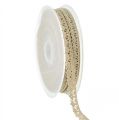 Floristik24 Dekorativt smykkebånd hæklet blondebånd beige B12mm L20m
