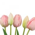 Floristik24 Kunstige blomster tulipan pink, forårsblomst 48cm bundt af 5