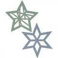 Floristik24 Deco stars træblå, grønne træstjerner Jul 4cm blanding 36stk