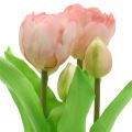 Floristik24 Kunstige blomster i potte Kunstige tulipaner Pink Gul 22,5 cm