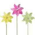 Floristik24 Pinwheel Pink Gul Grøn Vindmølle Altan Dekoration Ø15cm 3stk