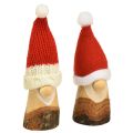 Floristik24 Dekorativ nisse træ jule nisse med hat rød natur 10/12cm 4 stk.