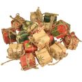 Floristik24 Papirgaveæsker minisæt, rød-grøn-naturlig, 2,5x3 cm, 18 stykker - juledekoration